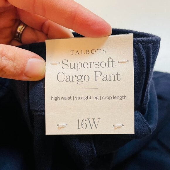 NWT Talbots Pant Trouesr High Waist Straight Leg Cargo Cropped Navy Blue Utility - Picture 8 of 14